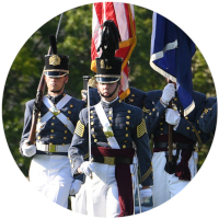 VMI cadets leading parade march