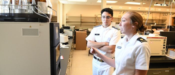 Students in science classroom at VMI, a military college in Virginia