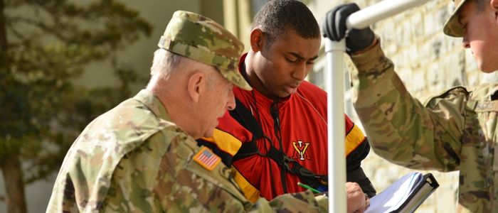 Students at VMI, a military college in Virginia, doing engineering projects