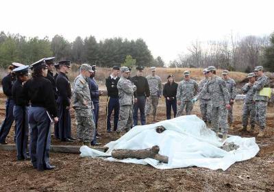 Cadets and faculty investigated the possibility of turning food scraps from Crozet Hall into compost in the spring of 2015.—VMI File Photo by H. Lockwood McLaughlin. 
