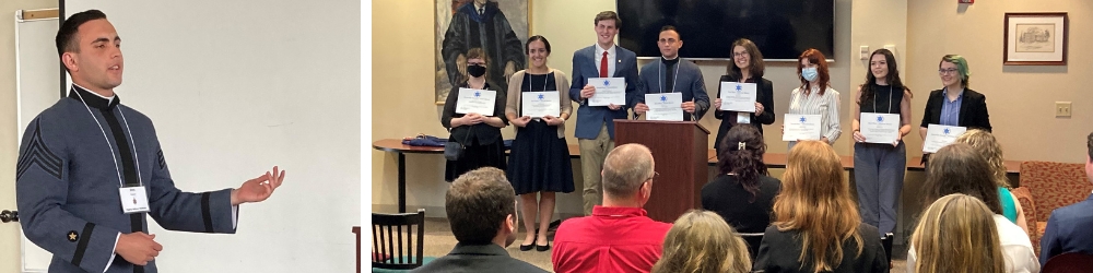 Chris Cocoris ’23 presents part of his honors thesis and wins first place