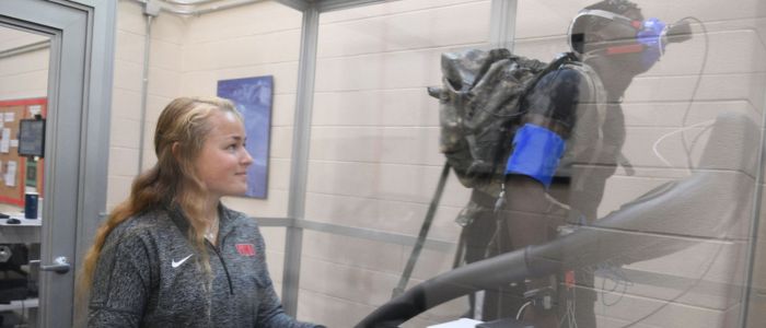 A student performing research at VMI, a military college in Virginia.