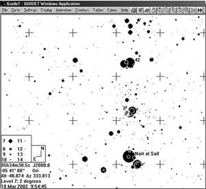 Messier 42 (Orion Nebula) Star Chart