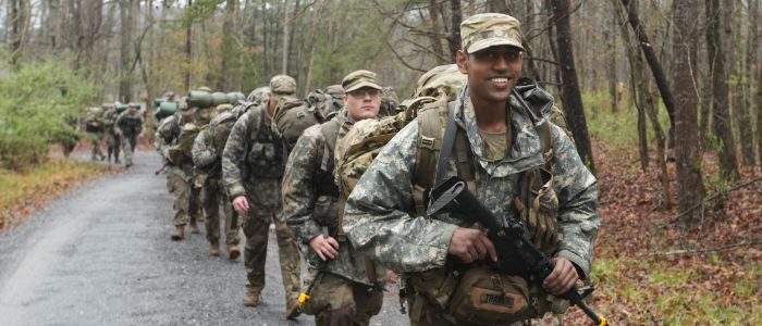 A student participating in an ROTC challenge at VMI, a military college in Virginia.