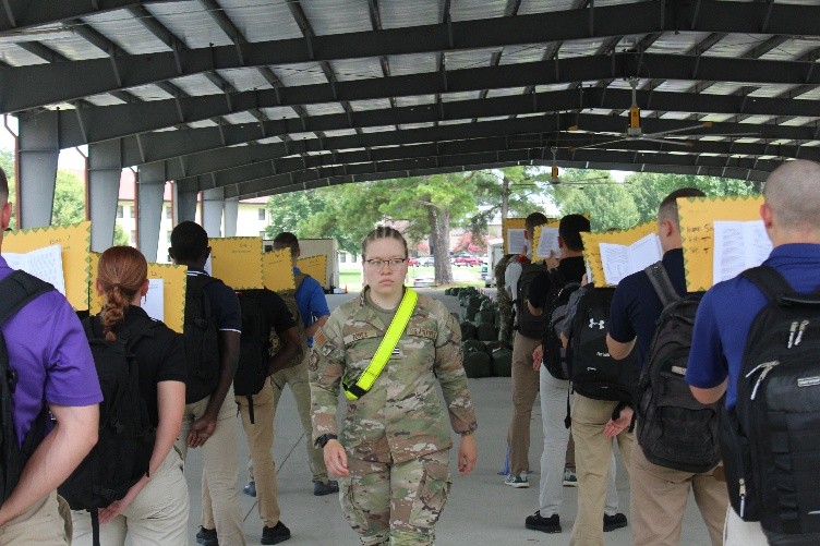 Air Force ROTC cadets check in at Maxwell Air Force Base.