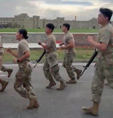 AFROTC cadets train around post.