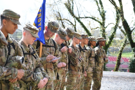 Air Force ROTC cadets take notes and prepare for the next part of their training during FTX.