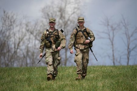 Marine ROTC cadets train in land navigation skills.