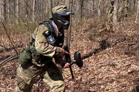 Marine Corps option ROTC cadet with NROTC unit trains with weapons.