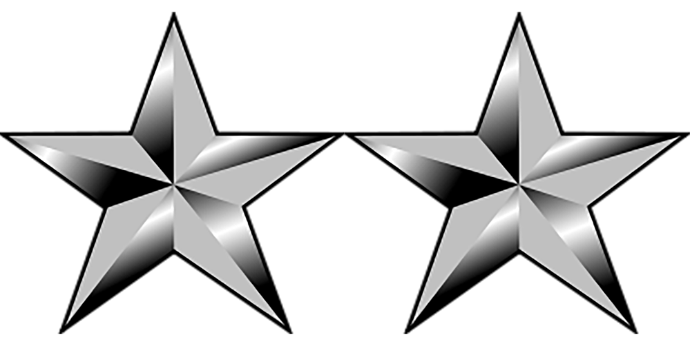 2 stars indicating rank of Major General in the United States Marine Corps.