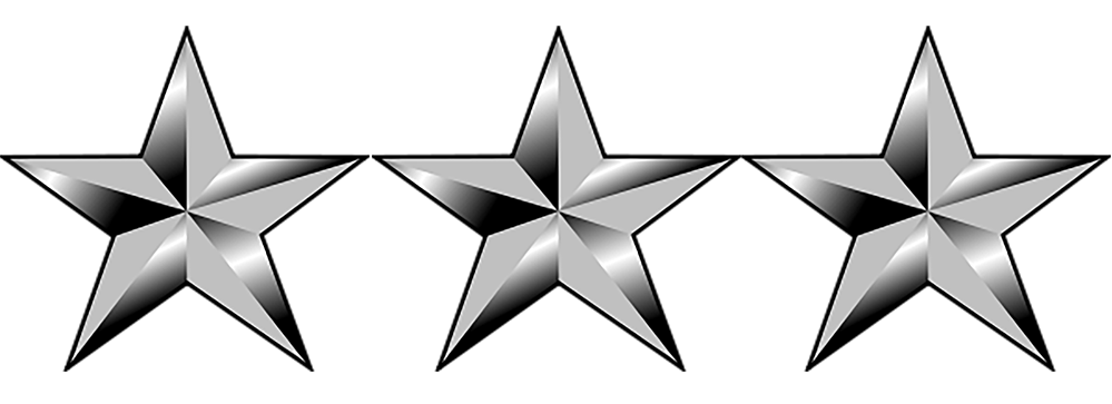 3 stars indicating rank of Lieutenant General in the United States Marine Corps.