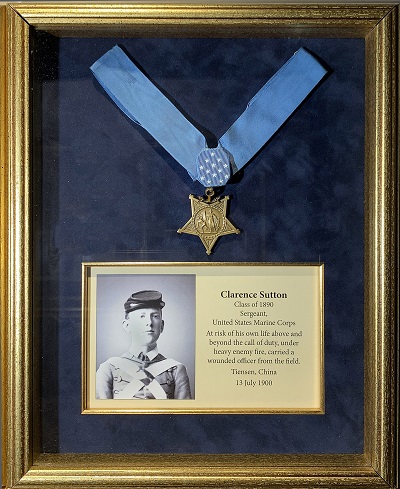 Medal of Honor display for Clarence E. Sutton VMI Class of 1890 Sergeant, U.S. Marine Corps