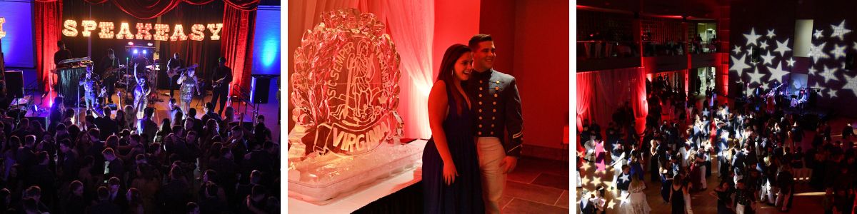VMI cadets at midwinter formals with their dates