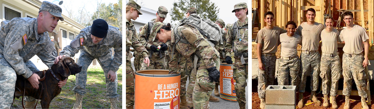 VMI cadets volunteering in community civic engagement