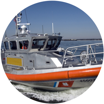 U.S. Coast Guard boat on waves photo circle