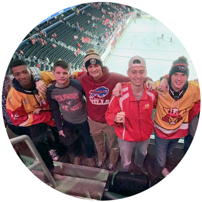 Ice Hockey Club members attending hockey match as fans photo circle