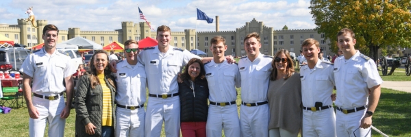 Cadets and family members gather on the Parade Ground.