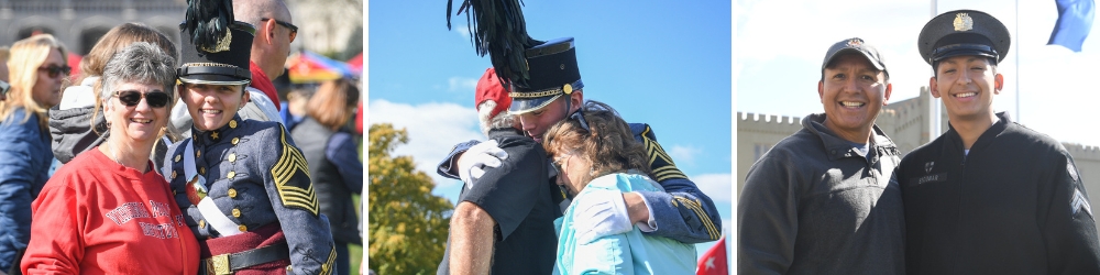 Collage of photos of cadets and their families at past events