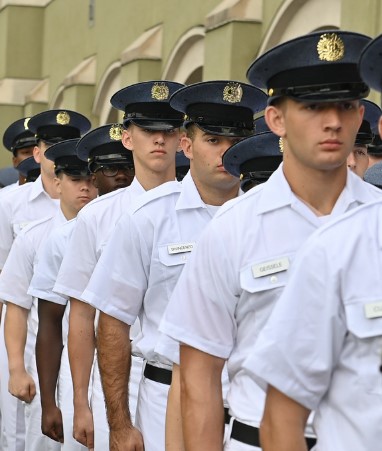 Rats - VMI Freshmen - line up in their uniforms.