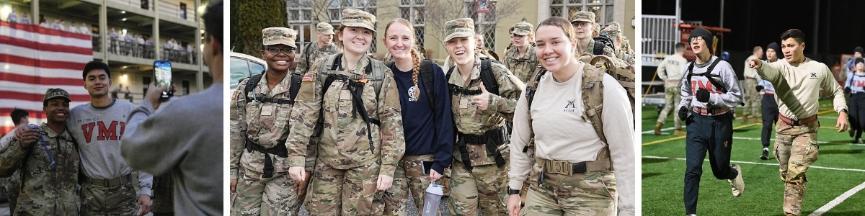 Rats celebrate achievements and receive motivation and instruction from their dykes and other cadet staff during their first year.
