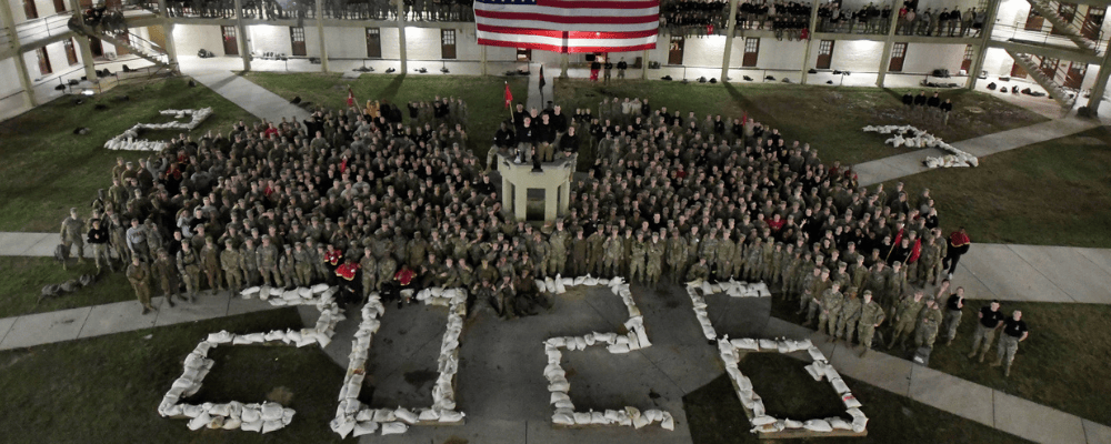 Class of 2026 Breakout photo with the year mapped out in sandbags.