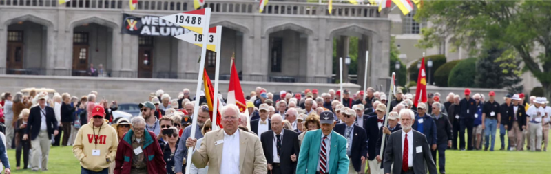 Members of the classes of 1948B and 1953 on post for a reunion at VMI.