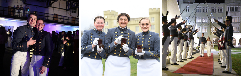 Various cadet activities including Ring Figure and midwinter formal at VMI