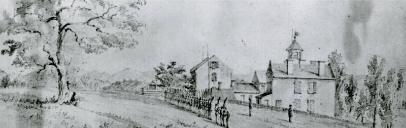 Seth Eastman drawing of the original Arsenal and VMI Barracks, 1849. [photographic copy]
