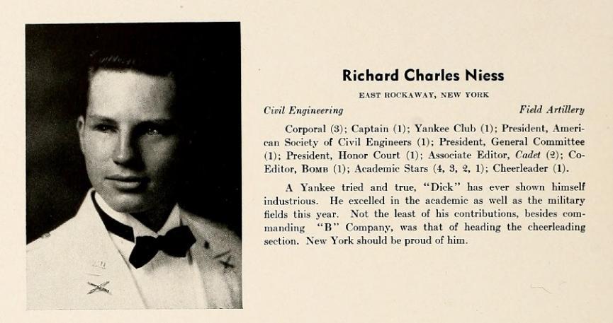 1st Class Portrait of Richard C. Niess with yearbook entry. Accessible PDF linked.