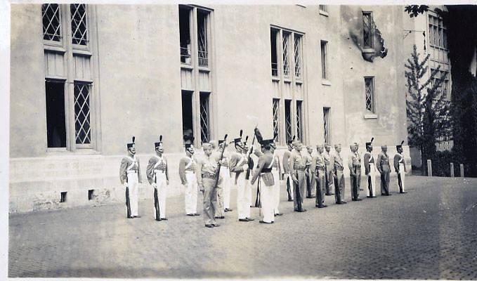Guard mount of VMI cadets and Army Specialized Training Program (ASTP) students, 1943