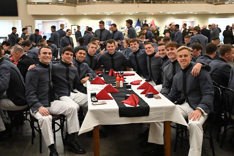 Cadets gather in Crozet Hall for their Combat Ring Supper.