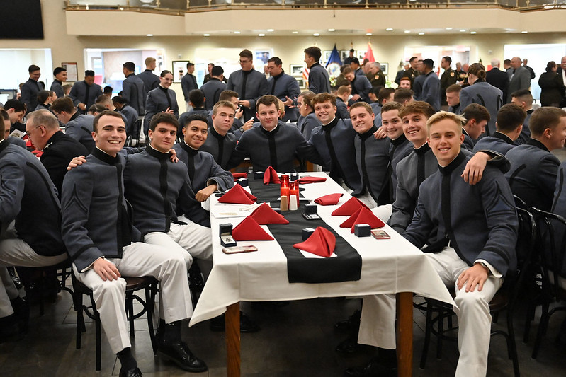 Cadets gather in Crozet Hall for their Combat Ring Supper.