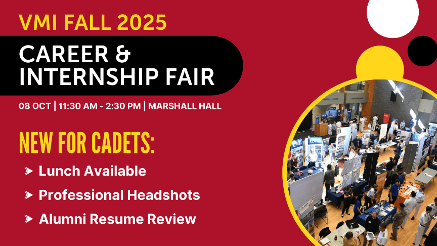 Graphic promo for upcoming career fair, details and full text linked above.