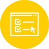 Line icon of computer screen with checked boxes and mouse arrow