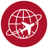icon of plane circling globe