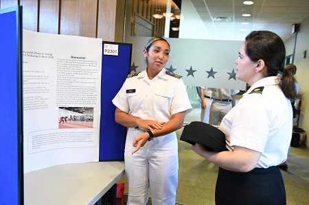 Female student at VMI presents her undergraduate research.