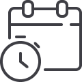 Line icon of calendar with Alarm Clock