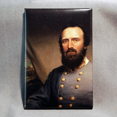 2 by 3 inch magnet with color upper body portrait of Jackson in gray uniform by William Garl Brown