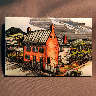 2x3 inch magnet with color illustration of the Jackson House in Lexington