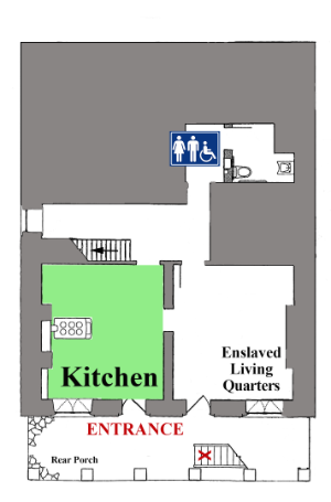 Floor plan map showing kitchen highlighted in green.
