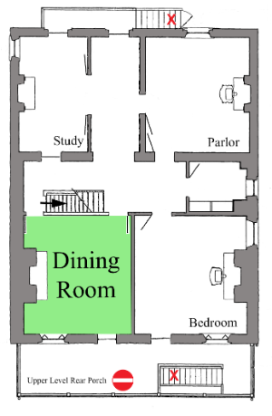 Floor plan map showing the Dining Room highlighted in green.