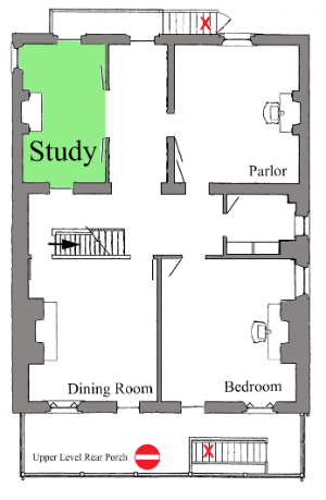 Floor plan map showing the study highlighted in green.