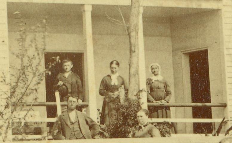 Photo from 1880 of Jacob, Will, Elizabeth, Sarah, and Delilah Bushong