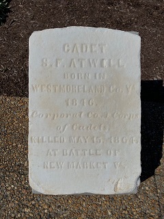 Photo of stone marker for S.F. Atwill
