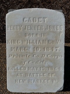 Photo of stone marker for Cadet Jones