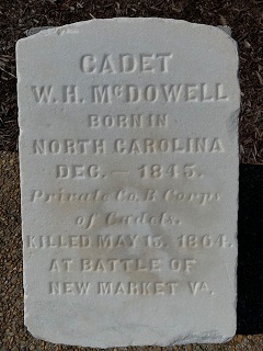 Photo of stone marker for Cadet McDowell