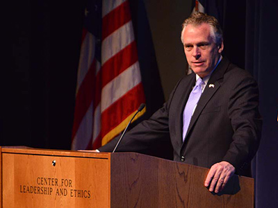 Gov. Terry McAuliffe at podium