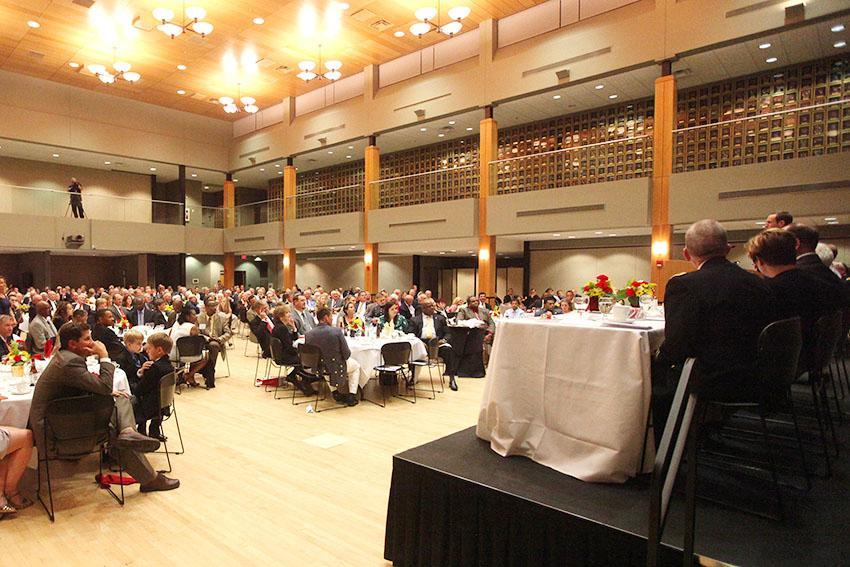 Visitors gather in the Hall of Valor for the 2013 Hall of Fame induction ceremony and banquet.