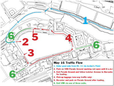 A map showing the flow of traffic to VMI.