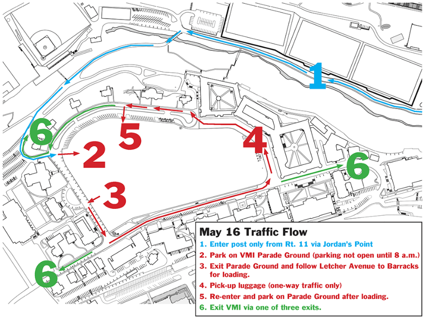 A map showing the flow of traffic to VMI.